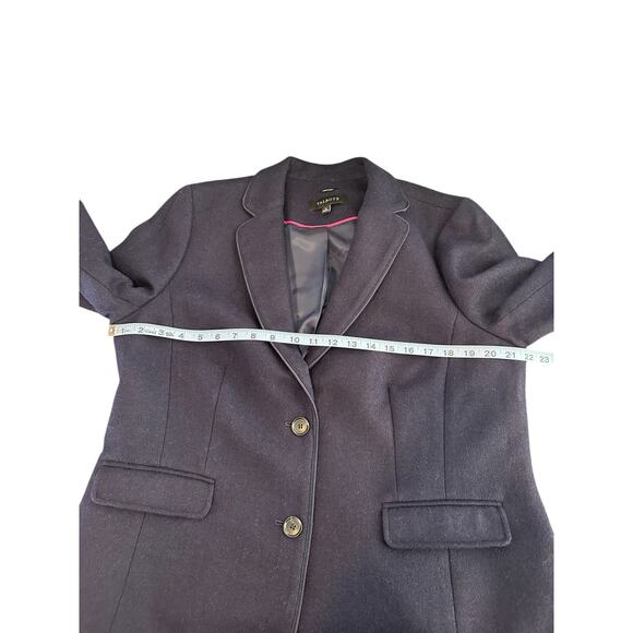 Talbots Plus Blue Office Work Herringbone Wool Blend Aberdeen Blazer Size 16 - Picture 10 of 12